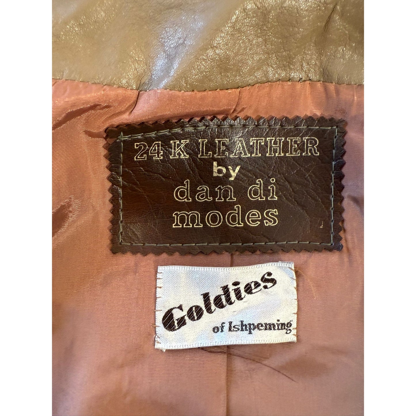 24K LEATHER Vintage Women's Beige Fur Collar Coat Jacket Vintage Retro Style