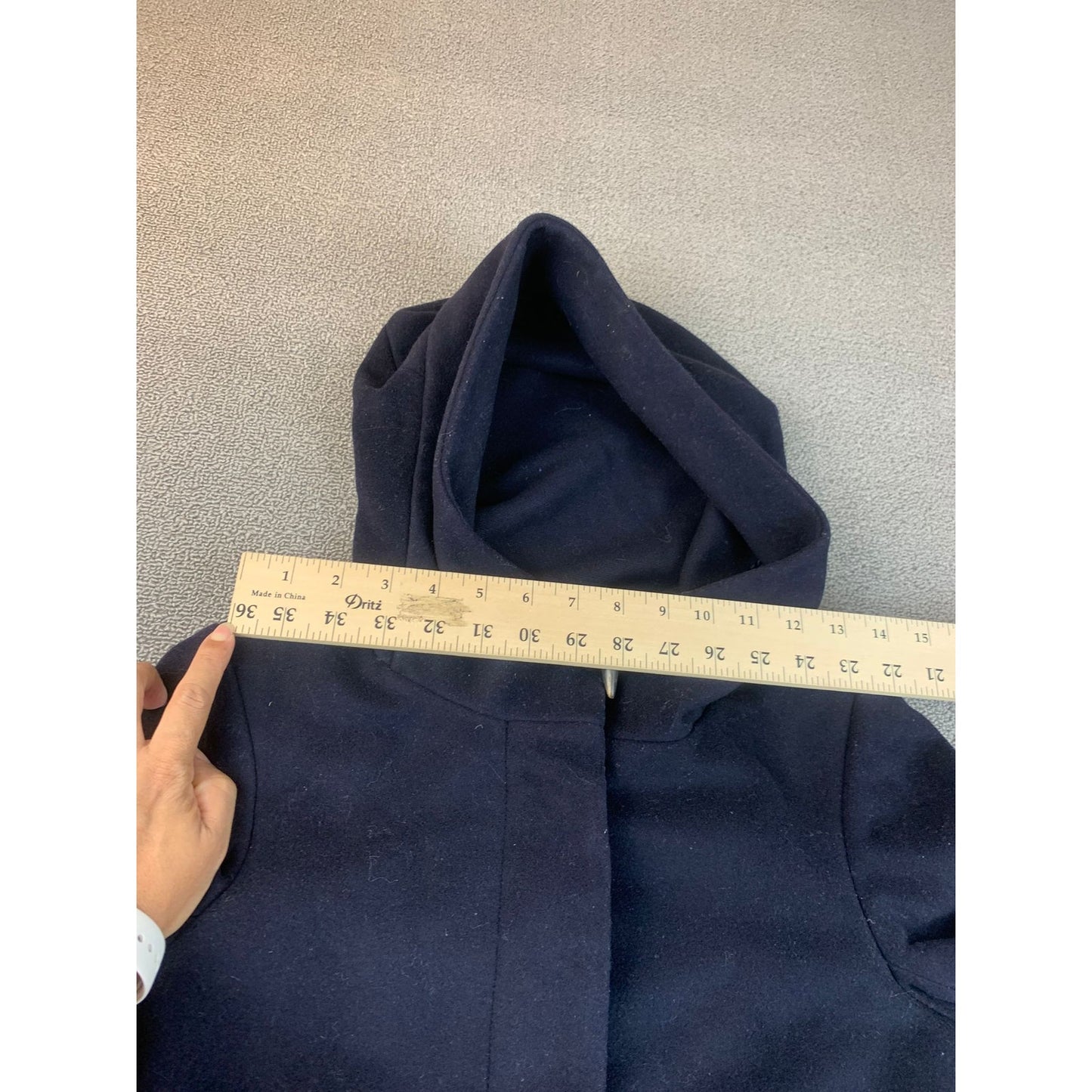 Babaton Women's XXS Navy Blue Hooded Wool Coat Outerwear Jacket