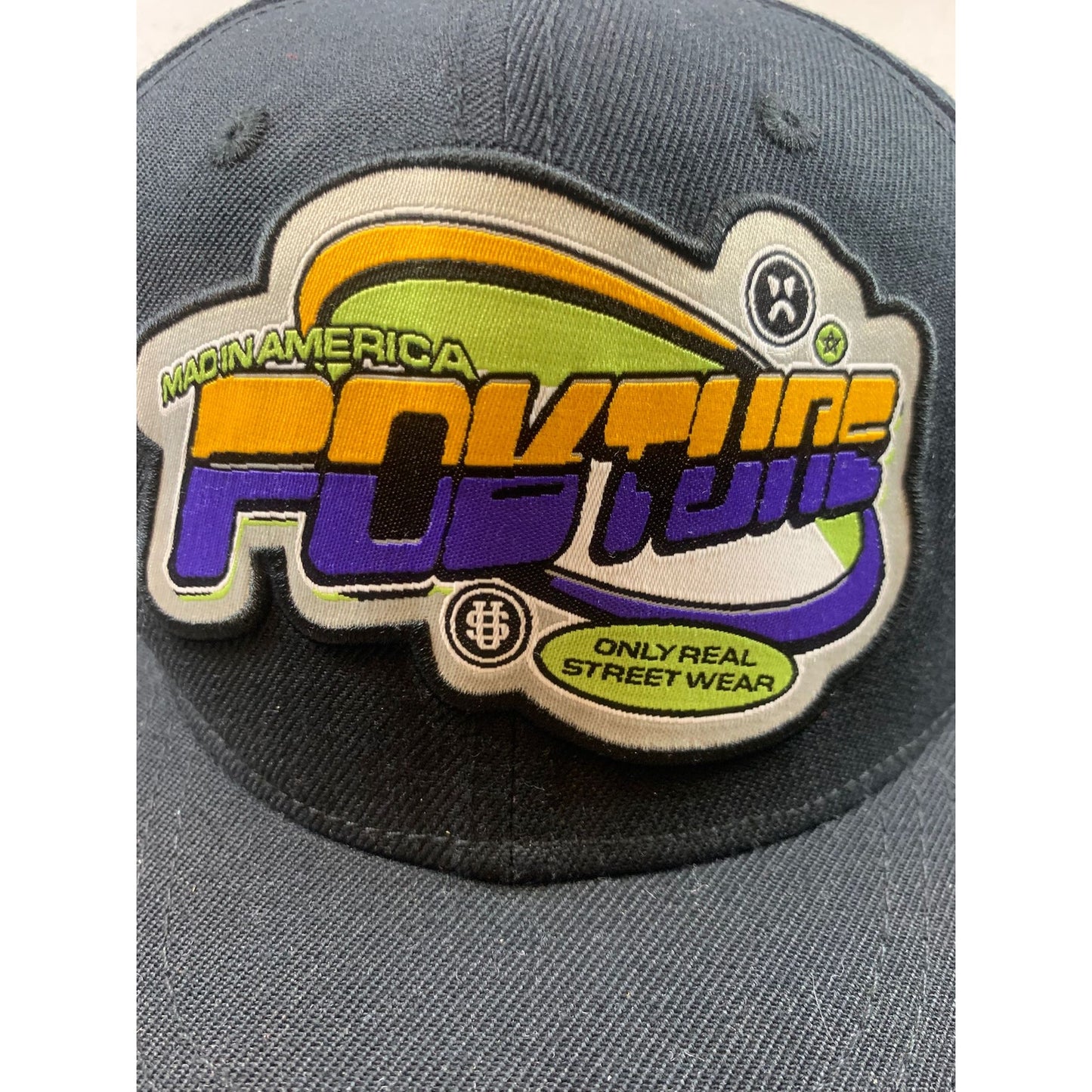 Fortune Men's Size 7 3/8  Streetwear Fortune Fitted Hat Black Graphic Cap