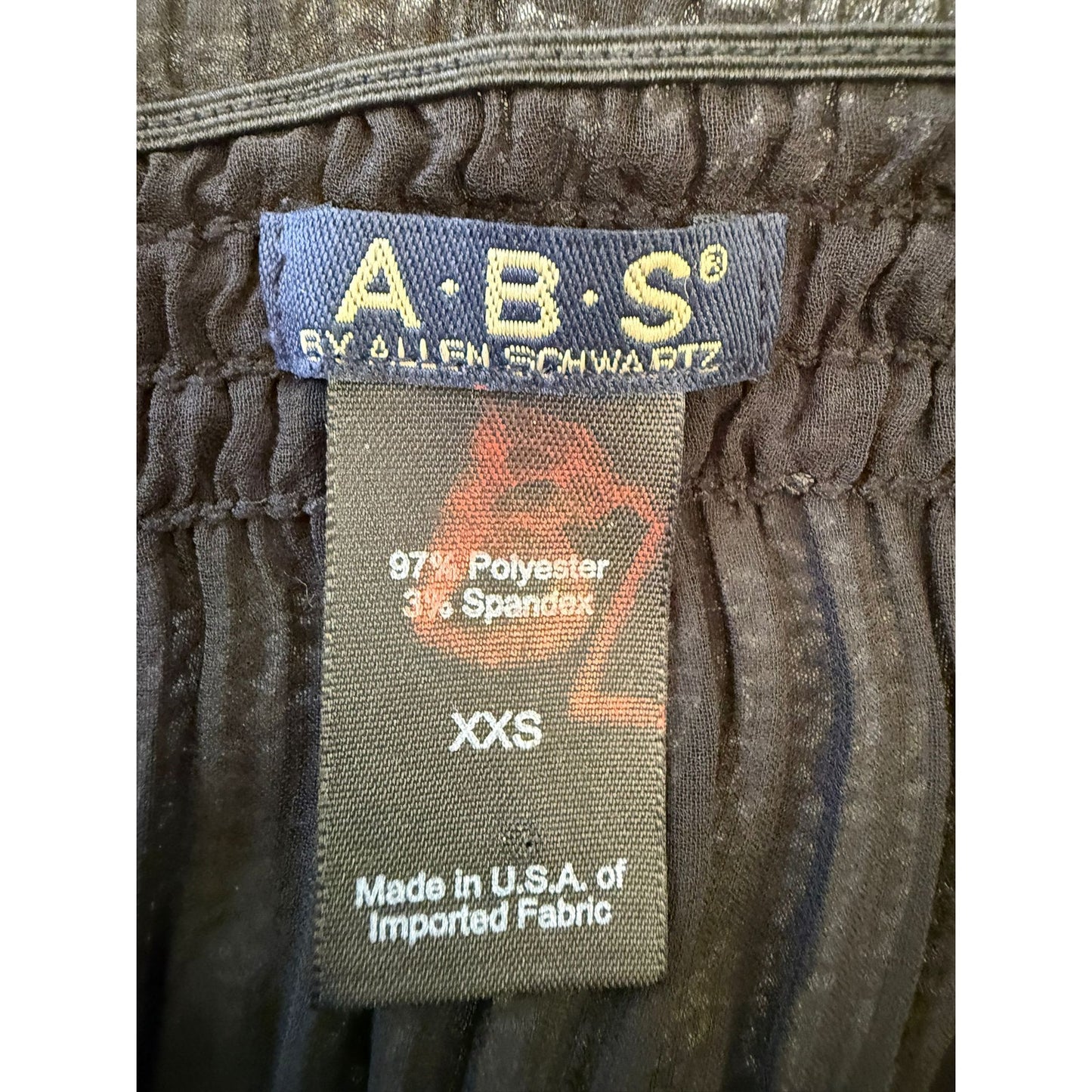ABS Allen Schwartz Women XXS Sheer Black Sequin Beaded Tiered Ribbon Tie Dress