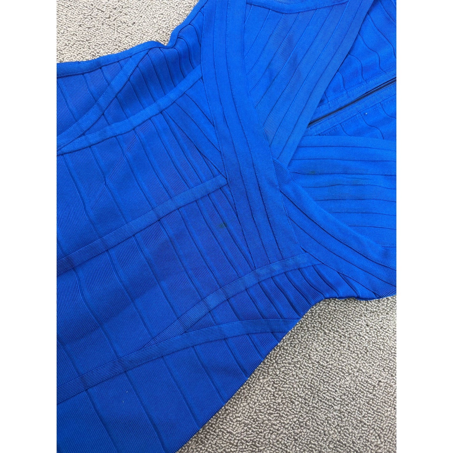Hervé Léger Women's Medium Blue V Neck Dress Gown