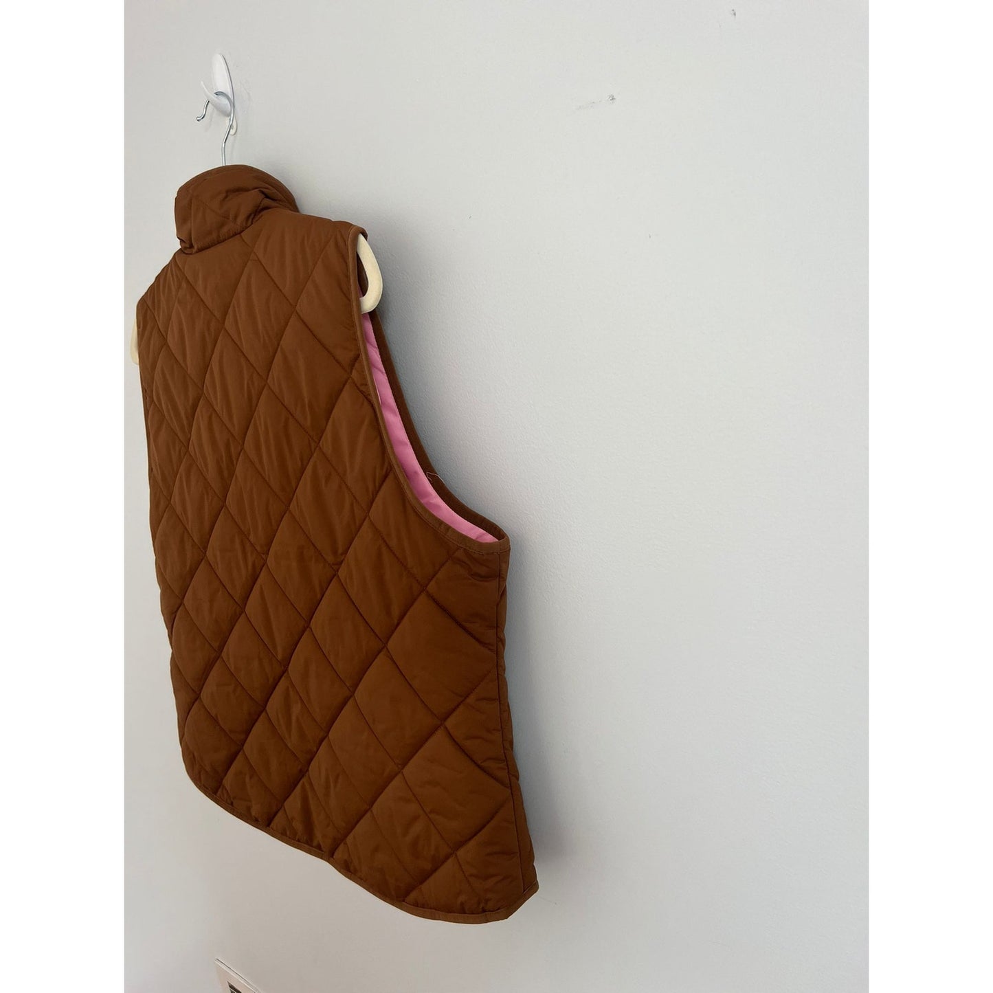 J.Crew Quilted Vest Womens Large Brown Puffer Sleeveless Zip Gold Snap Outdoor