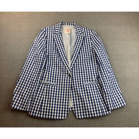 Brooks Brothers Women's 6 Blue White Checkered Pattern Blazer Preppy