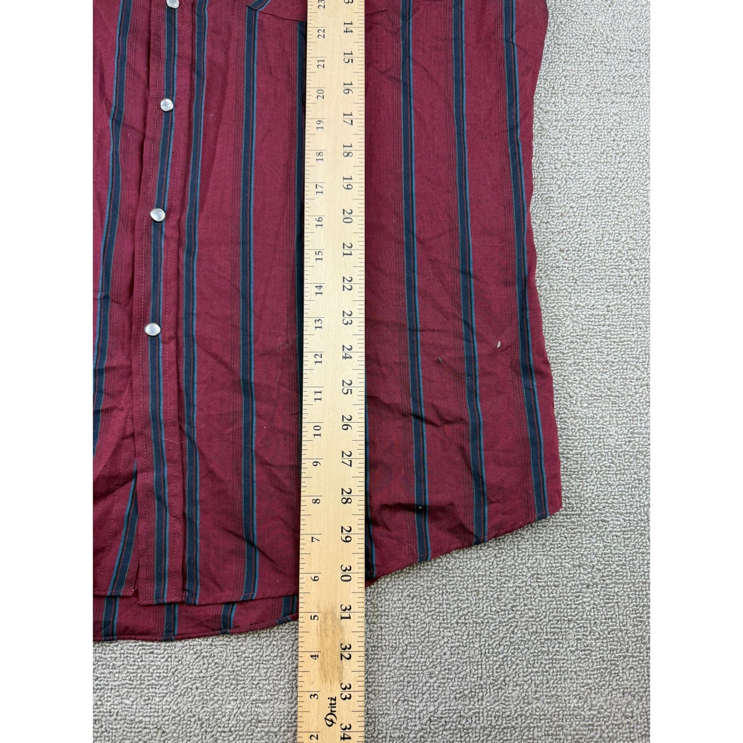 Vintage Ely Catleman Men Western Wear Pearl Snap Shirt Short Sleeve Large Stripe