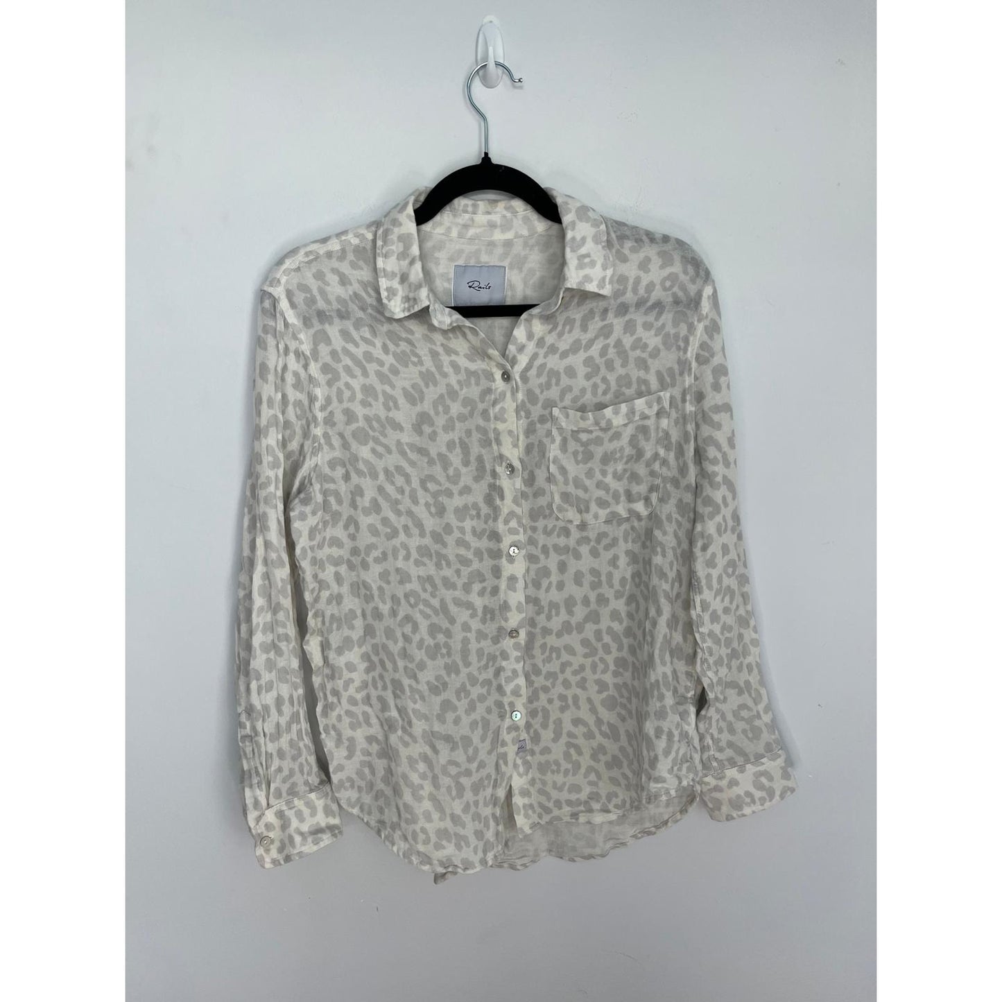 Rails Leopard Print Button Up Shirt Women Small Long Sleeve Lightweight Blouse