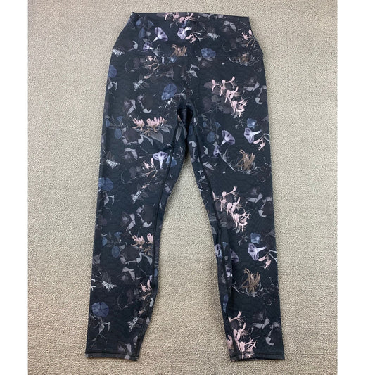 RBX Leggings Women L High Rise Floral Print Black Stretch Athleisure Vietnam