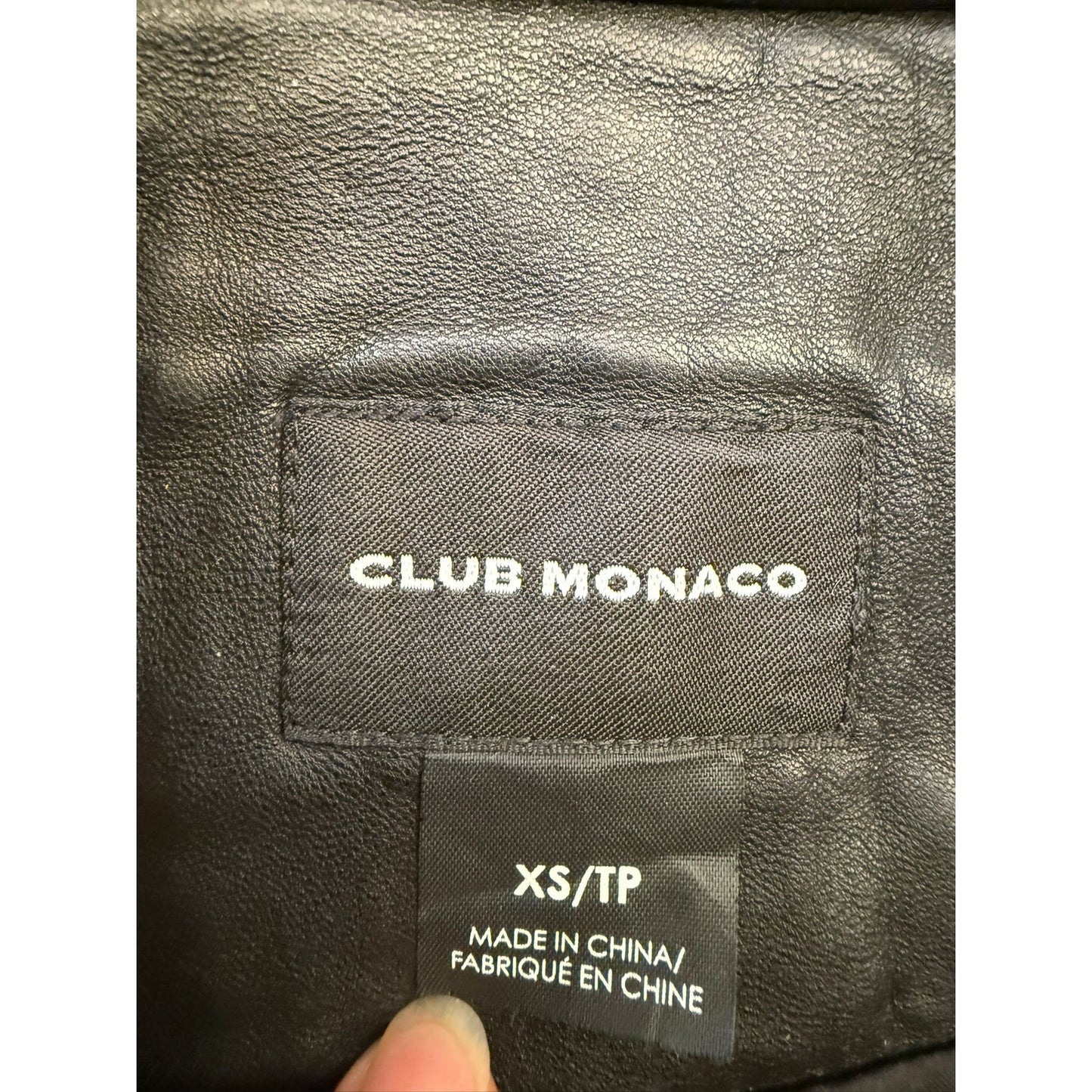 Club Monaco Women's XS Black 100% Lamb Leather Asymmetrical Zip Biker Vest