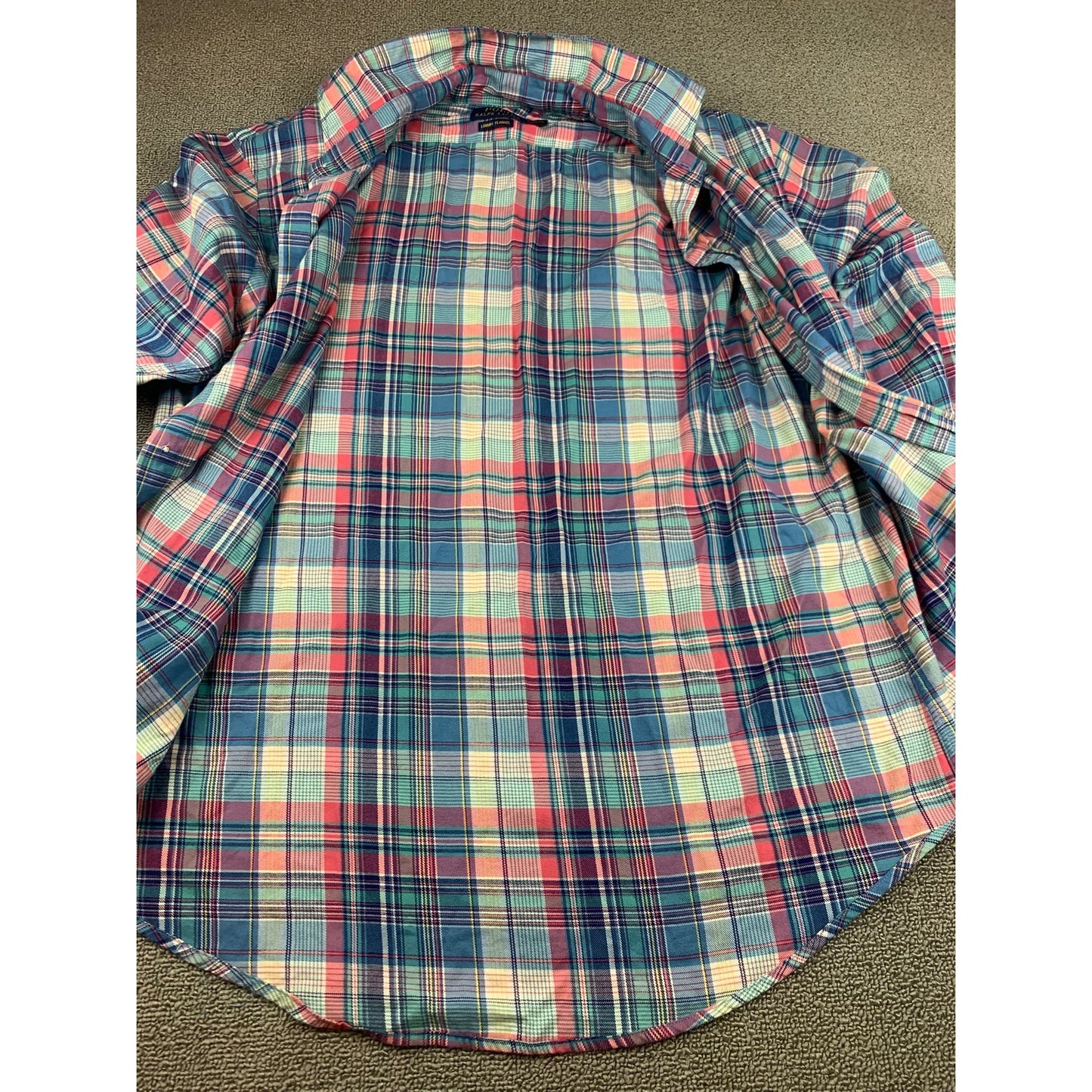 Polo Ralph Lauren Men Large Red Multi Color Plaid Cotton Flannel