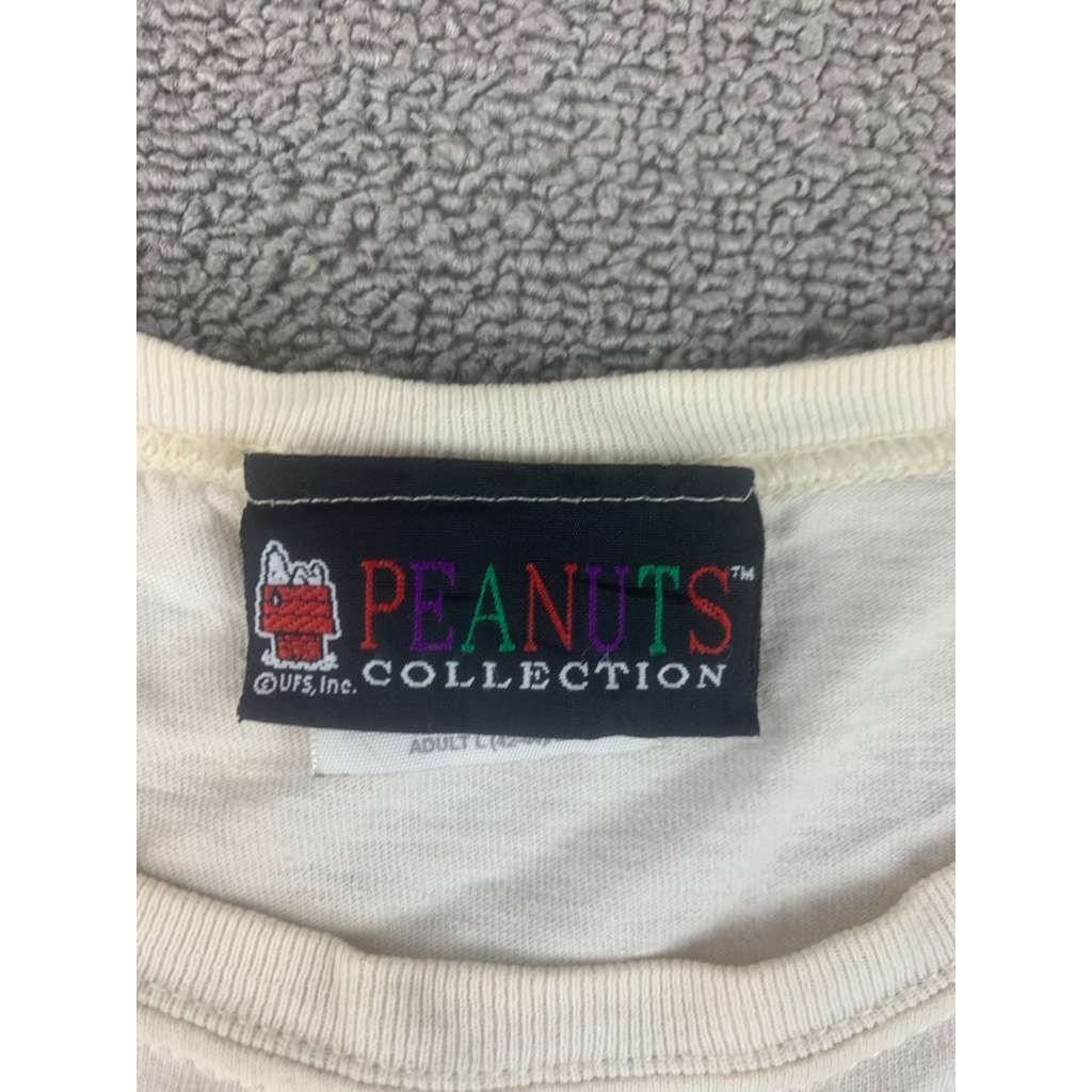 Vintage Peanuts Collection Large White T Shirt Embroidered Snoopy Books Graphic