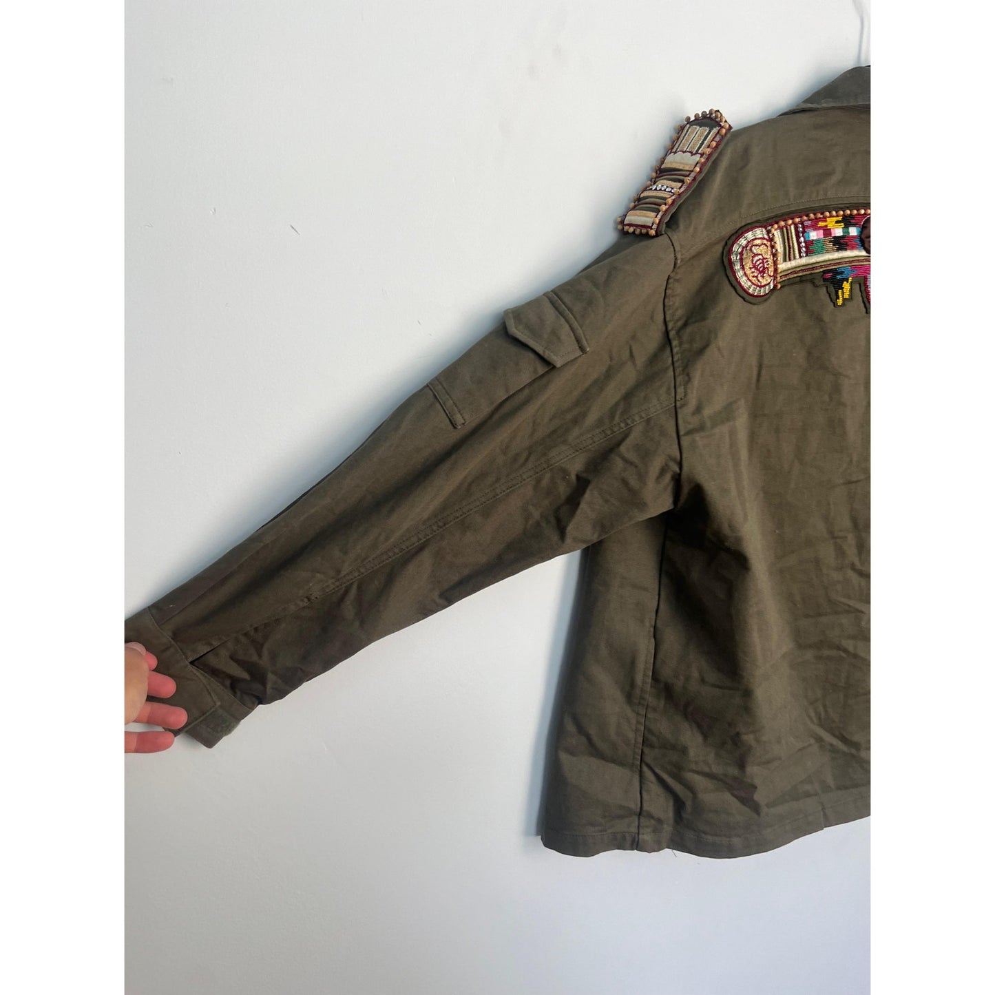 Valentino Beaded Military Jacket Women 38 Olive Green Embellished Italy