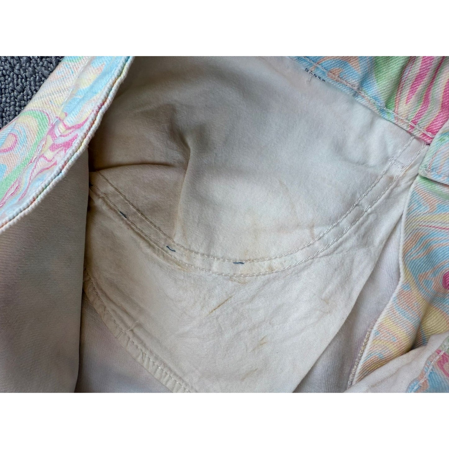 Zara Women's 10 Pastel Multi-Color Frayed Hem Swirl Print Tie Die Denim Shorts