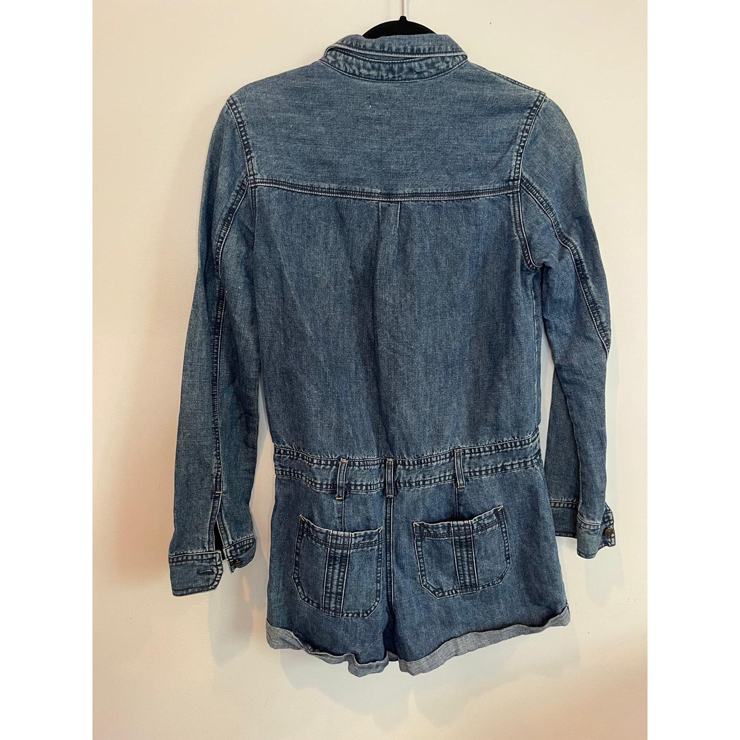 Abercrombie & Fitch Romper Women 4 Denim Long Sleeve Button Front