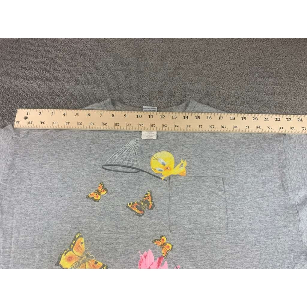 Y2K Looney Tunes T Shirt Men XL Gray Tweety Sylvester Graphic Short Sleeve