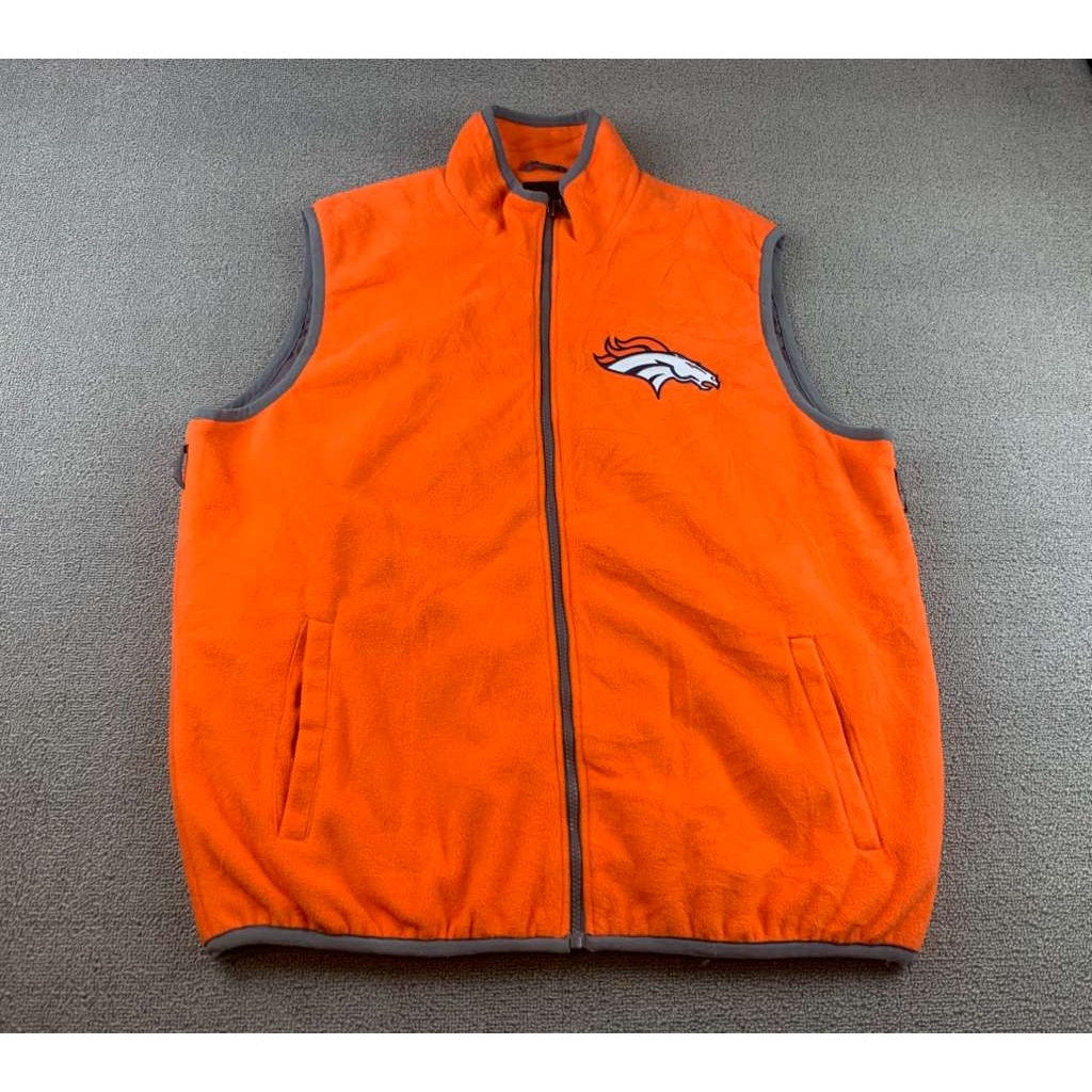 NFL Apparel Men's Large Orange Gray Trim Broncos Vest Warm Fan Horse