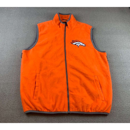 NFL Apparel Men's Large Orange Gray Trim Broncos Vest Warm Fan Horse