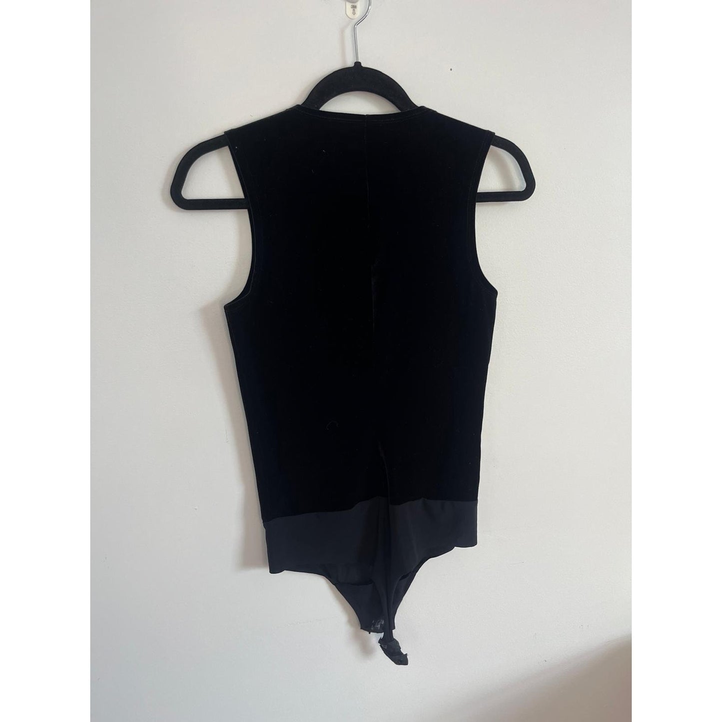 Commando Bodysuit Women M Black Velvet Sleeveless Vneck Minimalist