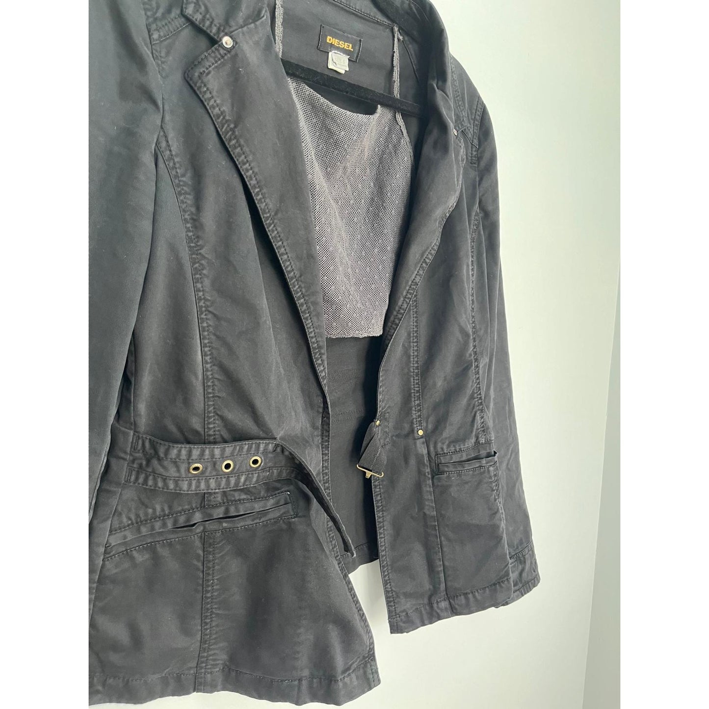 Diesel Utility Jacket Women S Black Casual Zip Front Cargo Style