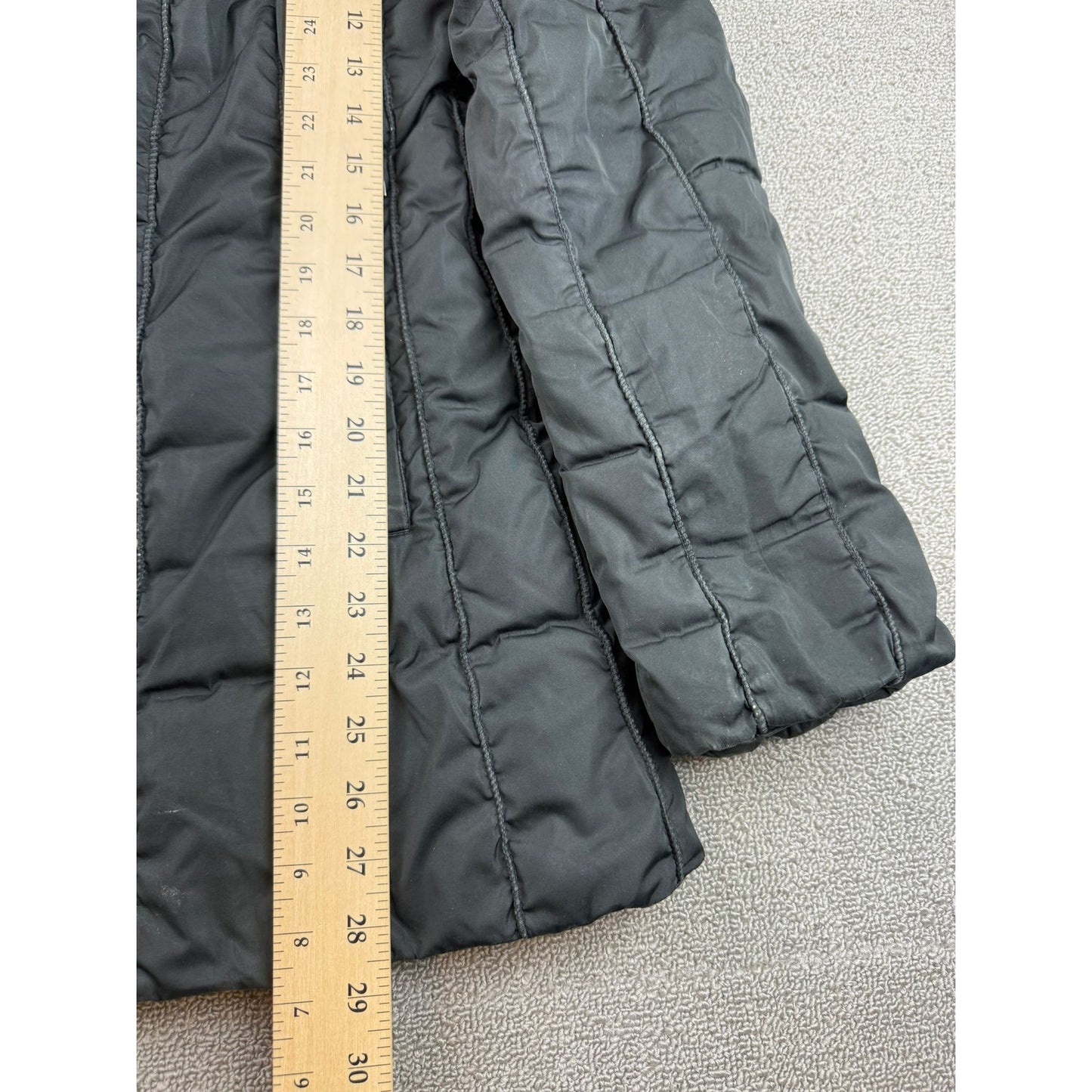Post Card Women's Medium Black Hooded Fur Trim Puffer Coat