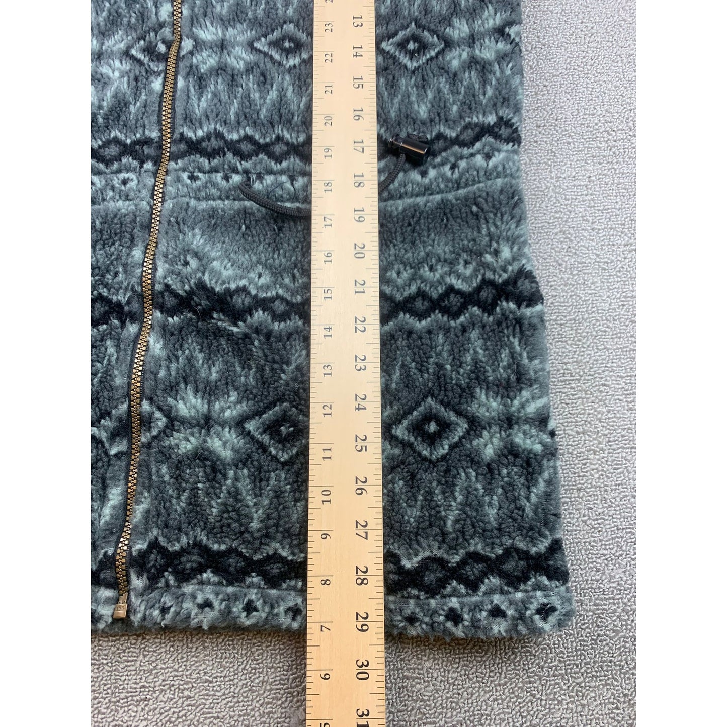 Denim & Co. Womens Small Gray Aztec Fuzzy Full Zip Sweater