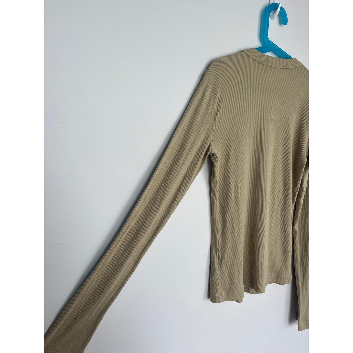 Cotton Citizen Ribbed Long Sleeve Top Women Small Tan Lightweight Casual