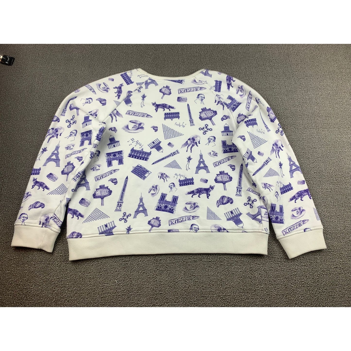 Maison Kitsune Map Print Paris Sights Sweatshirt Sweater All Over Blue Fox Small