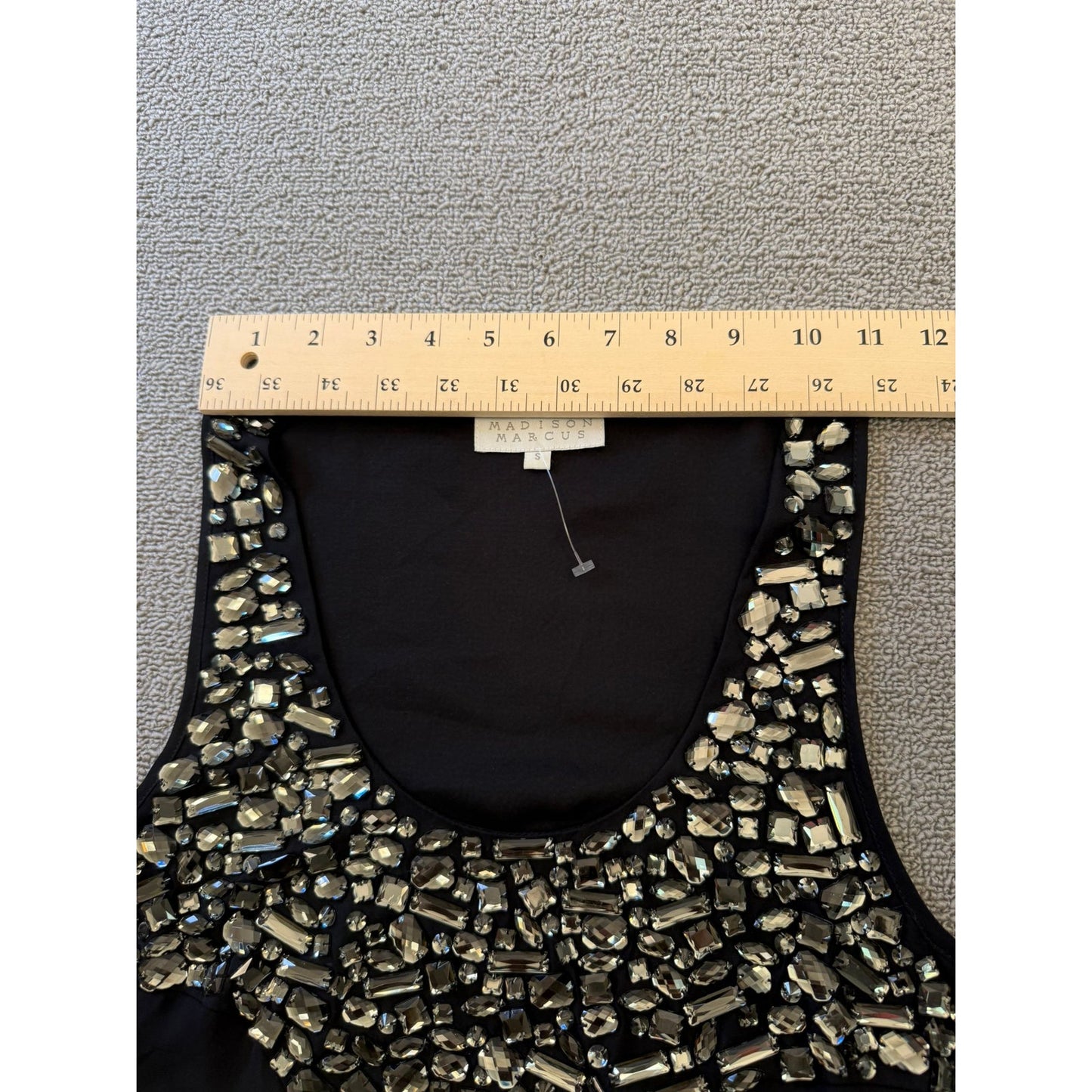 Madison Marcus Size Small Women's Black Embellished V-Neck Tank Top