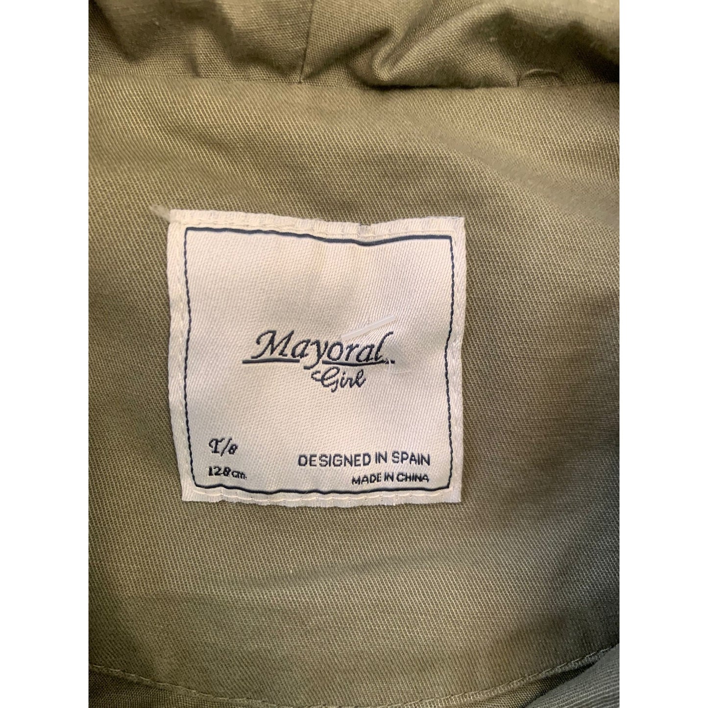 Mayoral Girl's Size 8 Olive Green Hooded Jacket With Studs