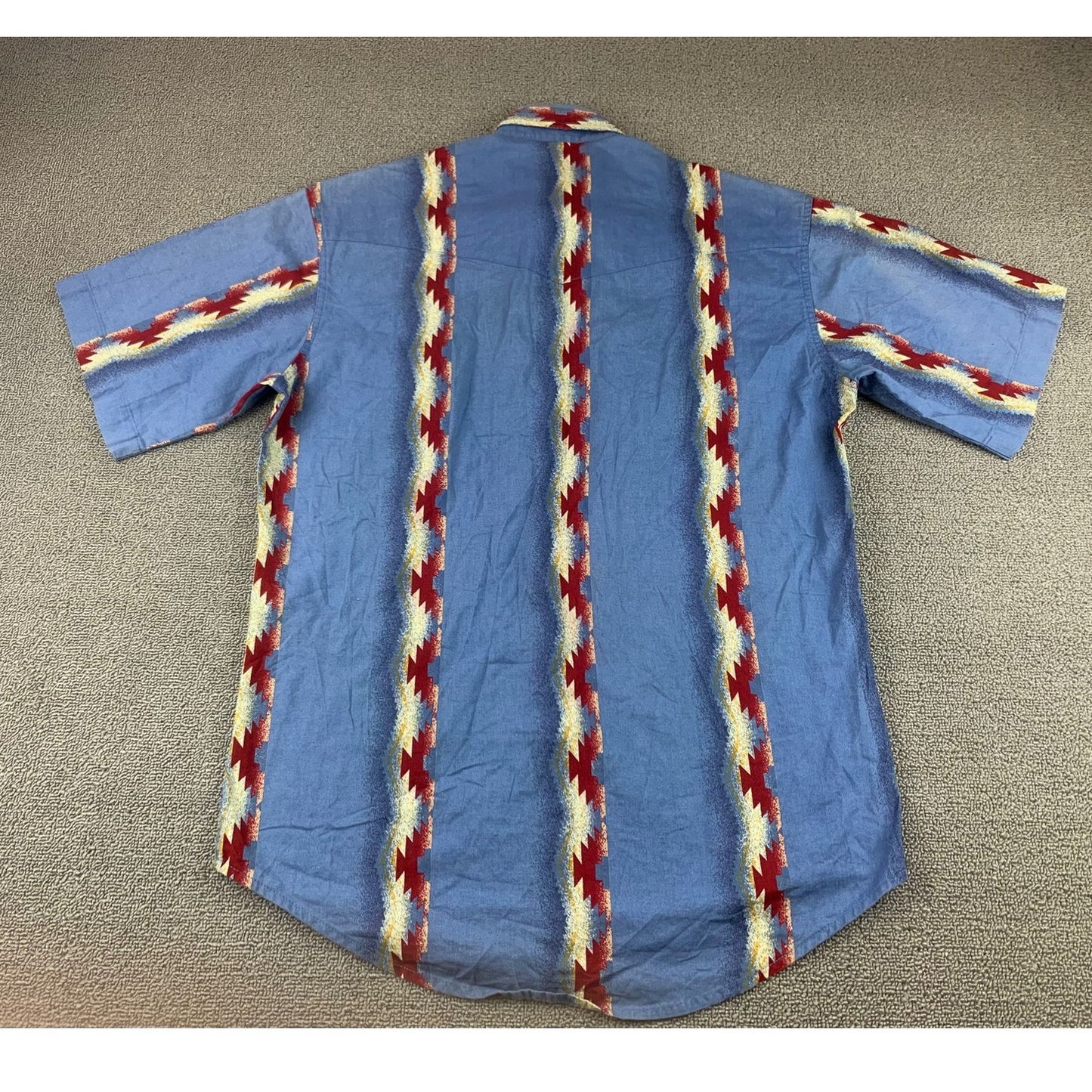 Vintage Wrangler Men's Medium Pearl Snap Brush Popper Shirt Aztec Western Rodeo