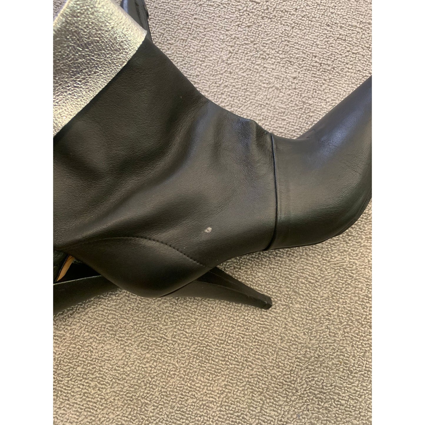 IRO Women Size 38 Black Silver Leather Ankle Boots