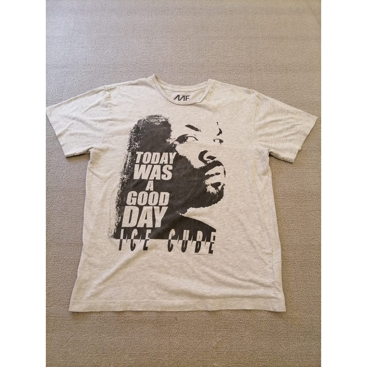 MF Mens L Ice Cube "Today Was A Good Day" Graphic T-Shirt Gray Hip Hop Tee