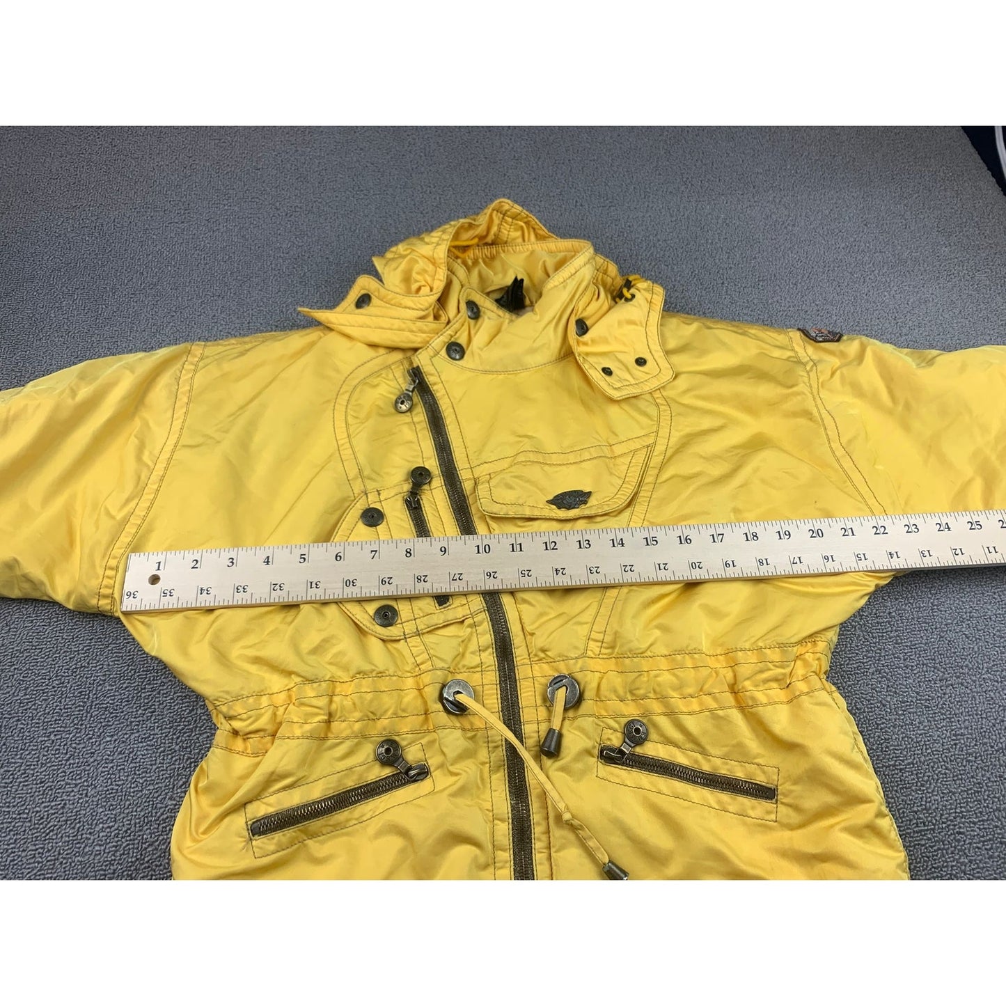 Emmegi Women's S Yellow Vintage Jacket With Hood Emblem And Patch