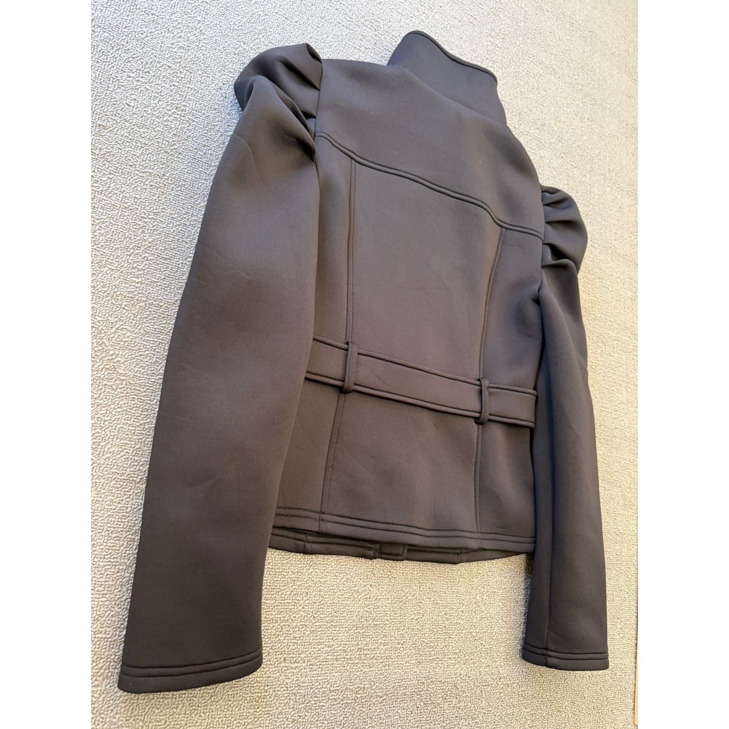 ZARA Size Small Women's Black Puff Sleeve Belted Full Zip Jacket Coat