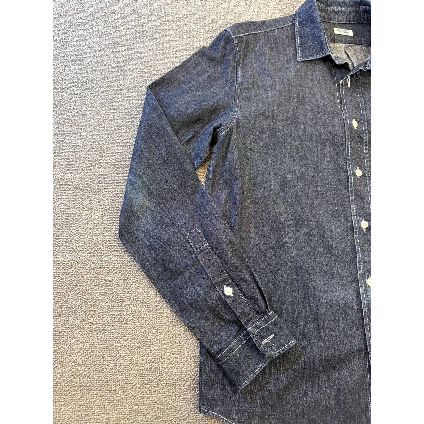 Kenzo Paris Medium Mens Blue Denim Button Up Long Sleeve Shirt