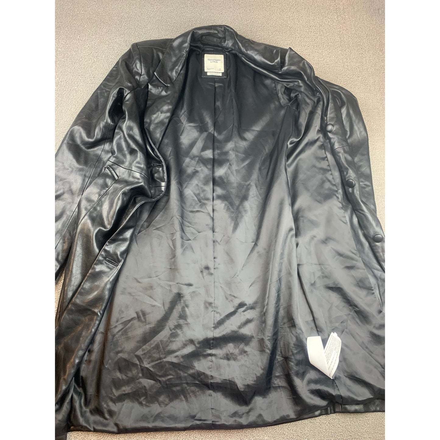 Abercrombie and Fitch Vegan Leather Coat Womens XS Black Longline 3 Button