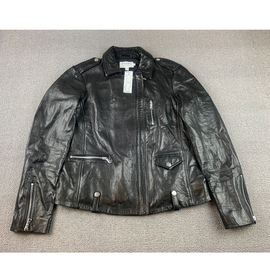 FRAME Denim Lamb Skin Moto Motorcycle Leather Biker Jacket Size Small
