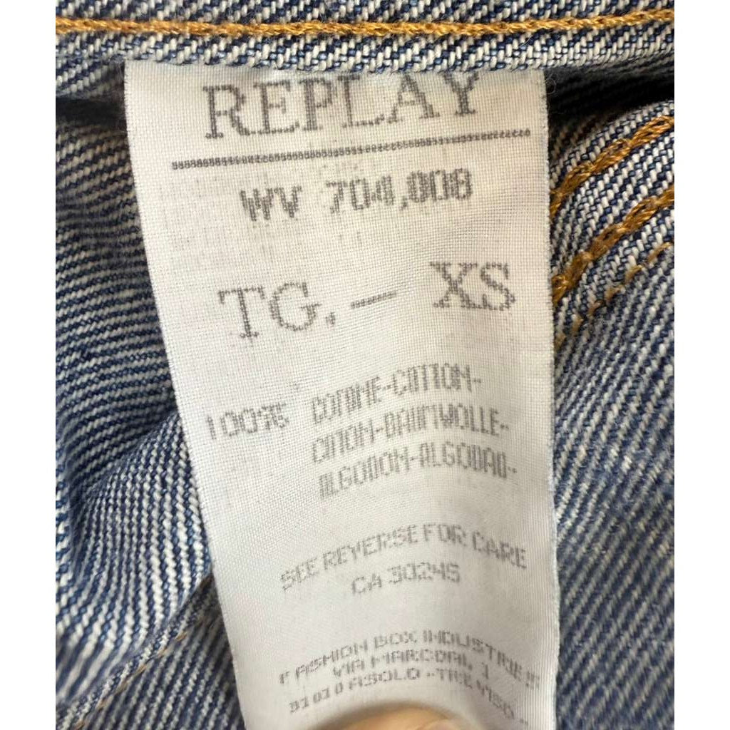 Y2K Replay Denim Jacket Women XS Blue WV704 Trucker Button Front Cotton Pockets