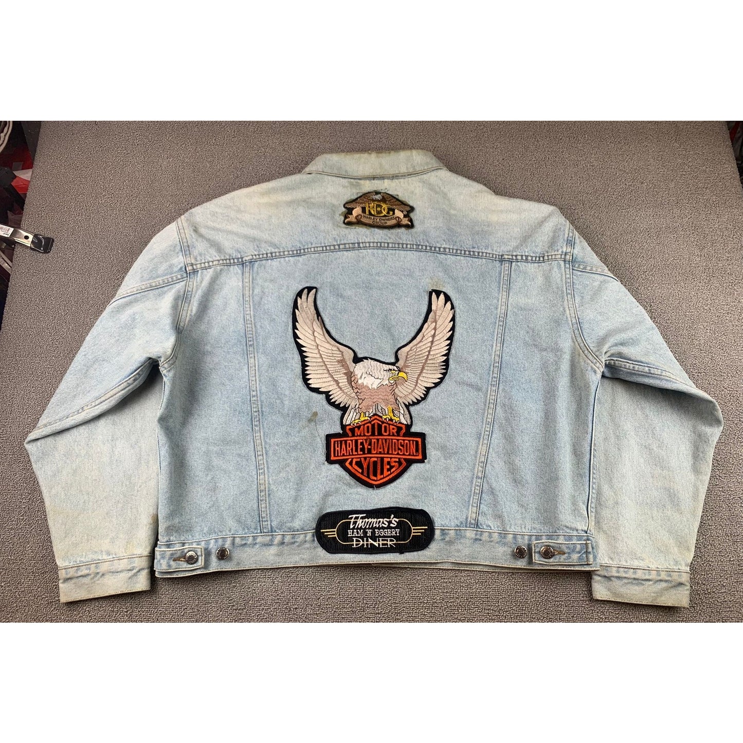 Vintage Canyon River Blues Men XL Denim Jacket With DIY Patches Indonesia Made