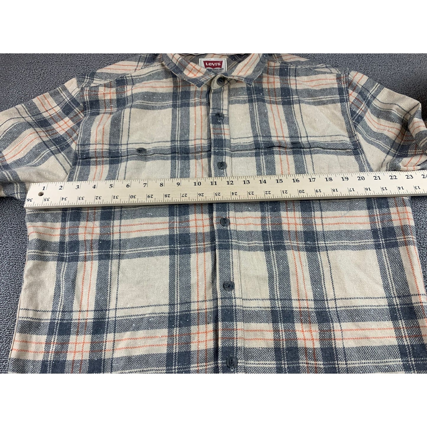 Levis Shirt Men's XL Beige Tan Plaid Flannel Wool Blend Button Up Shacket