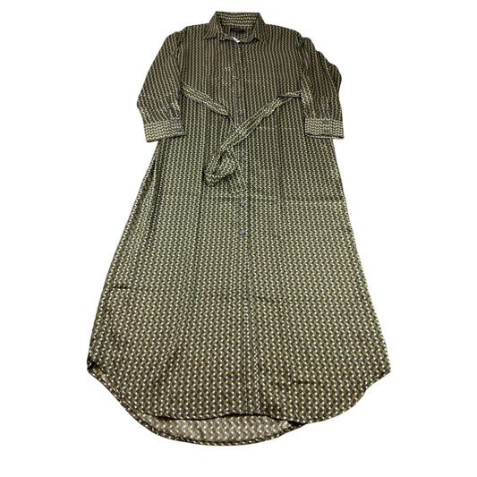 Banana Republic Women's Medium Green Black White Maxi Shirt Dress NWT