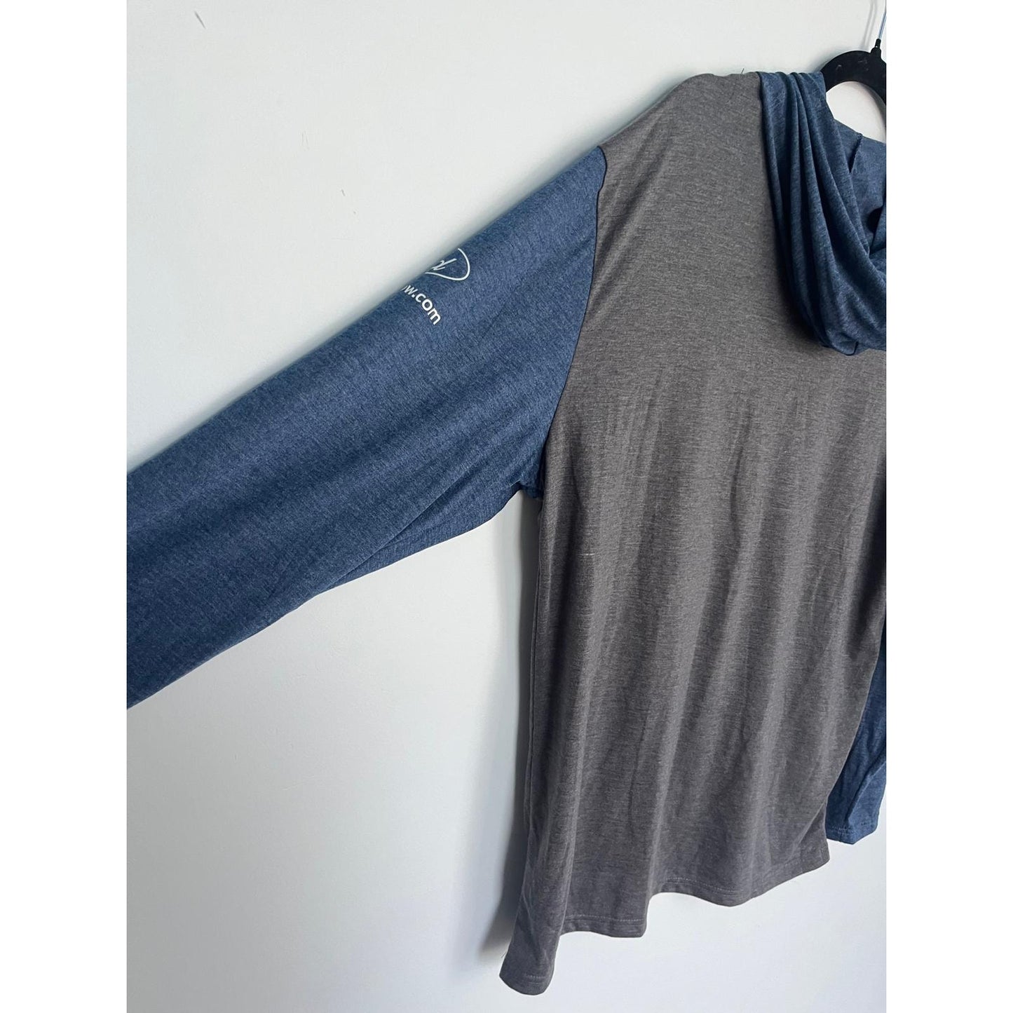 Match-Up Colorblock Hoodie Shirt Men XL Gray Blue Pullover Casual Hooded Tee
