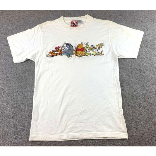 VINTAGE Disney Winnie the Pooh Shirt S/M White 90s Graphic T Embroidered Cartoon