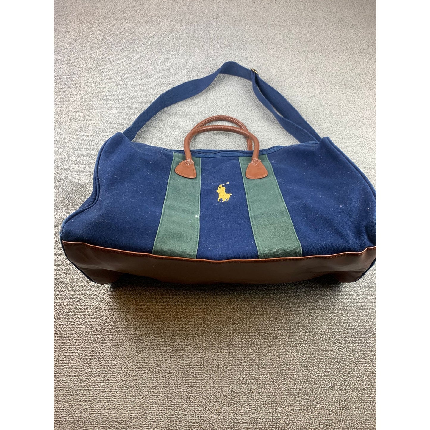 Vintage Polo Ralph Lauren Canvas Duffle Bag with Embroidered Pony Logo