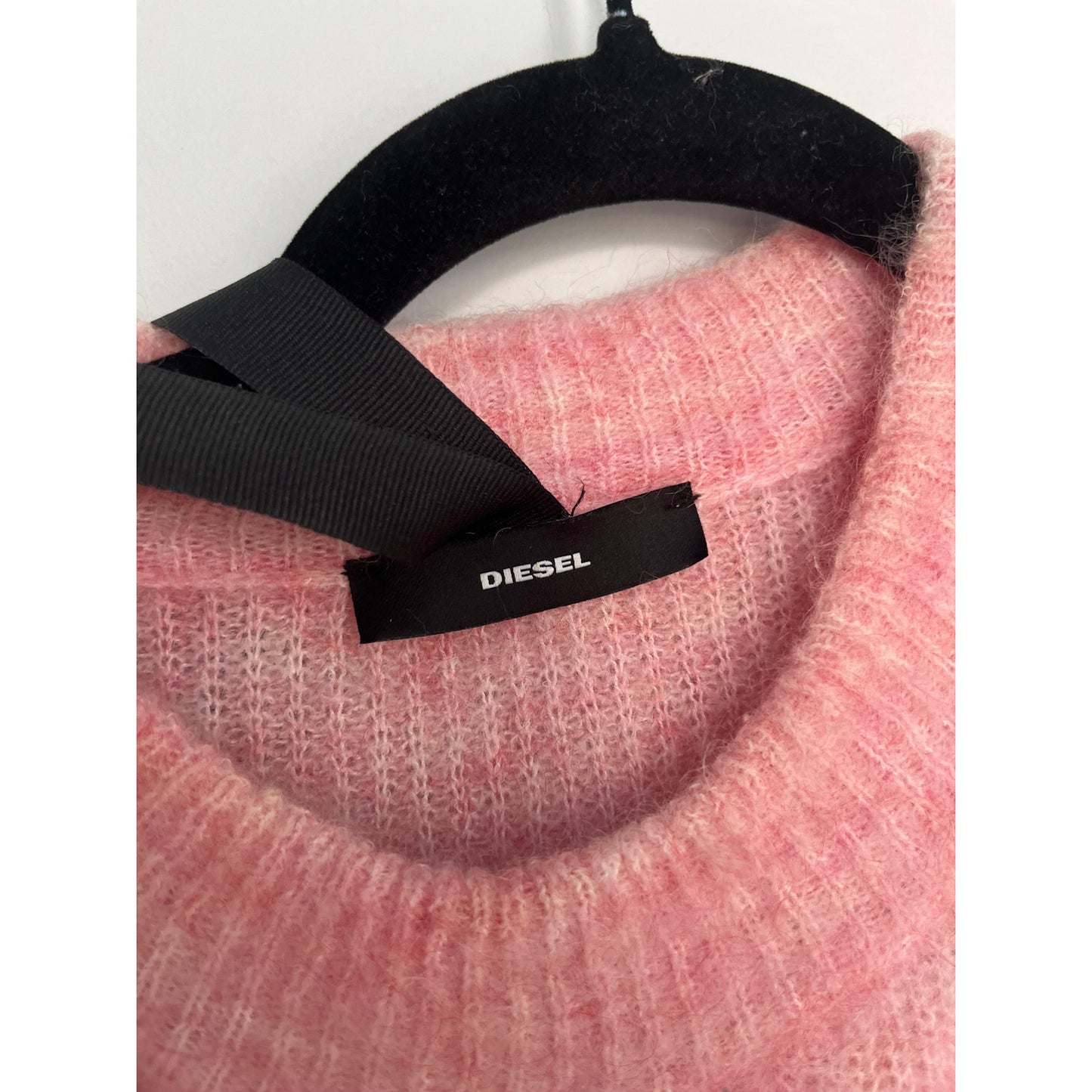 Diesel Cold Shoulder Mohair Blend Sweater Women S Pink Fuzzy Knit Pullover