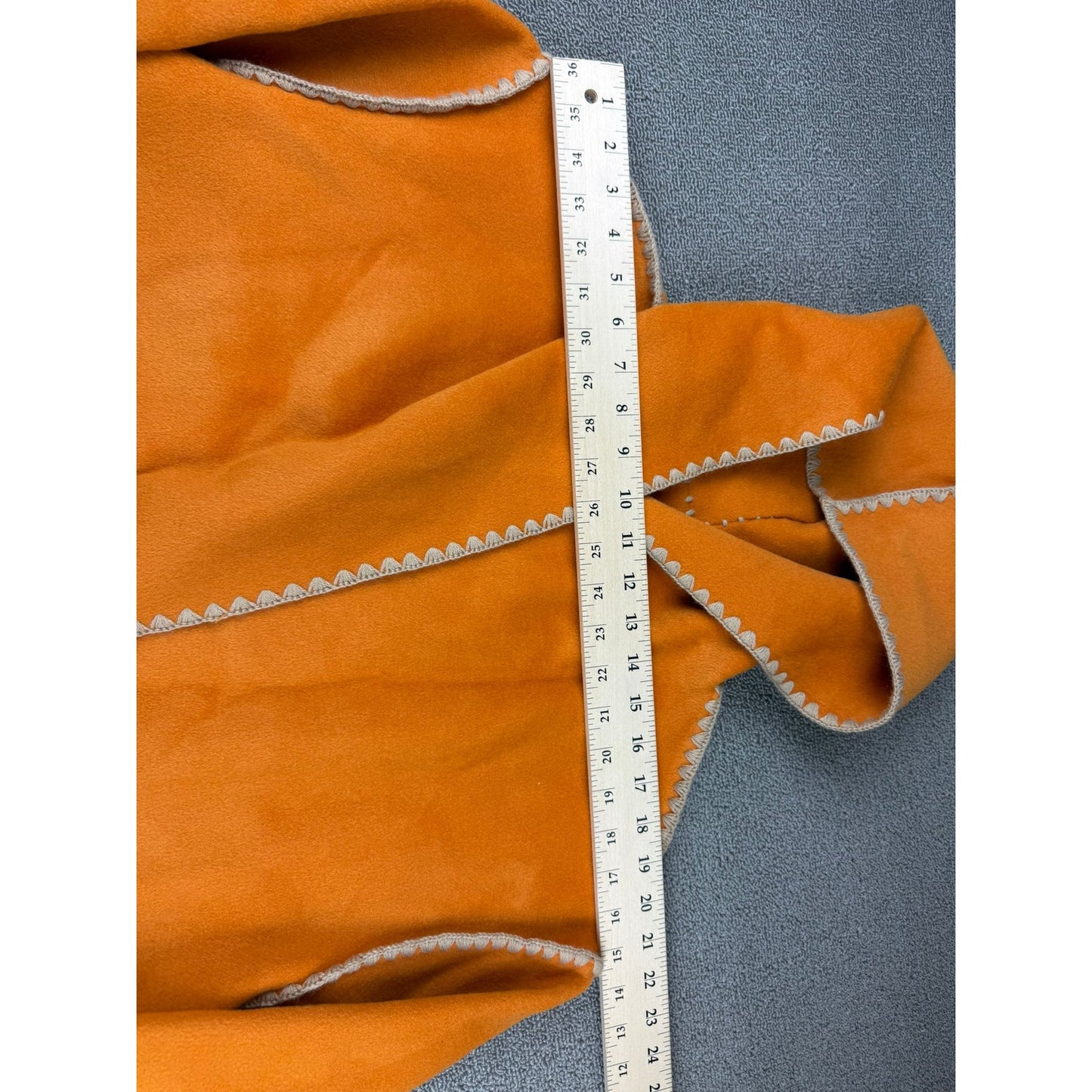 Doggy Qin Women's Small Orange Textured Edge Hooded Pocket Jacket