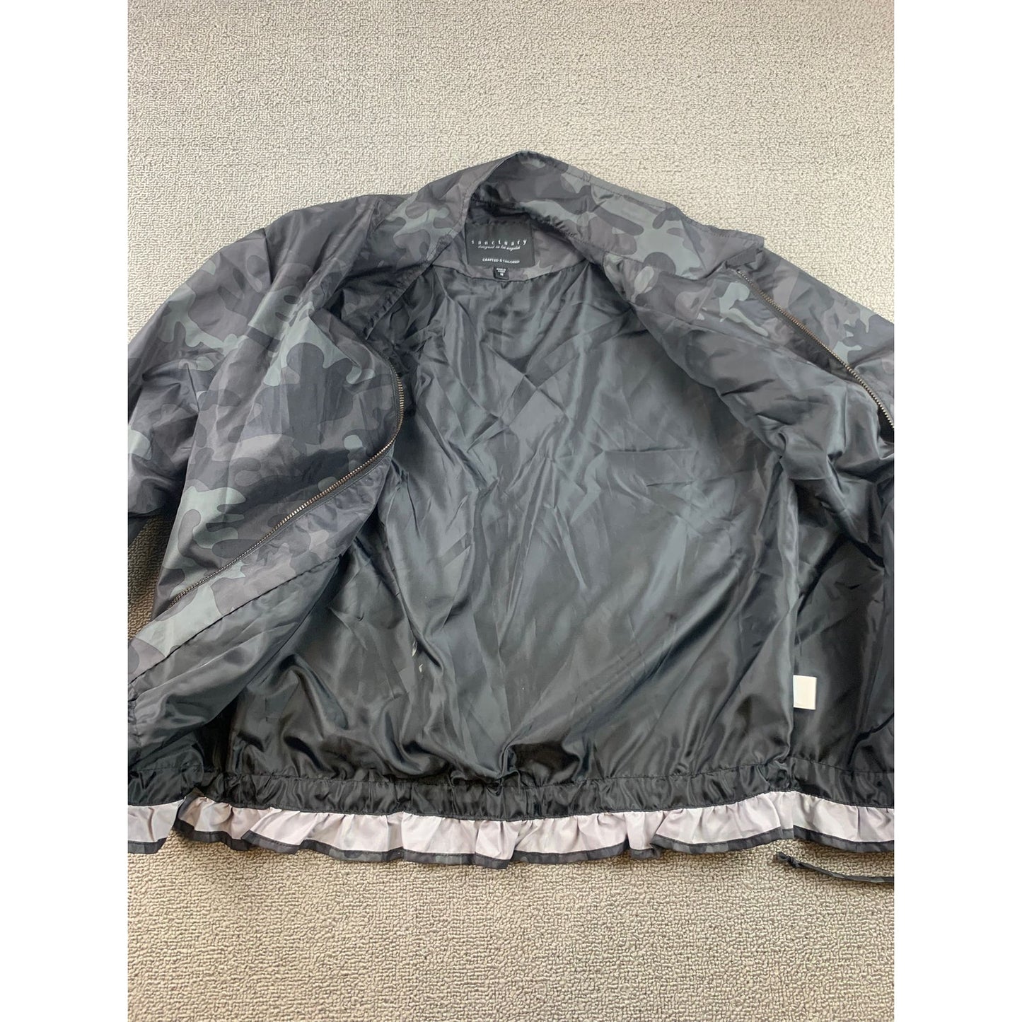 Sanctuary Jacket Women's Medium Gray Bomber Anorak Camo Windbreaker Camouflage