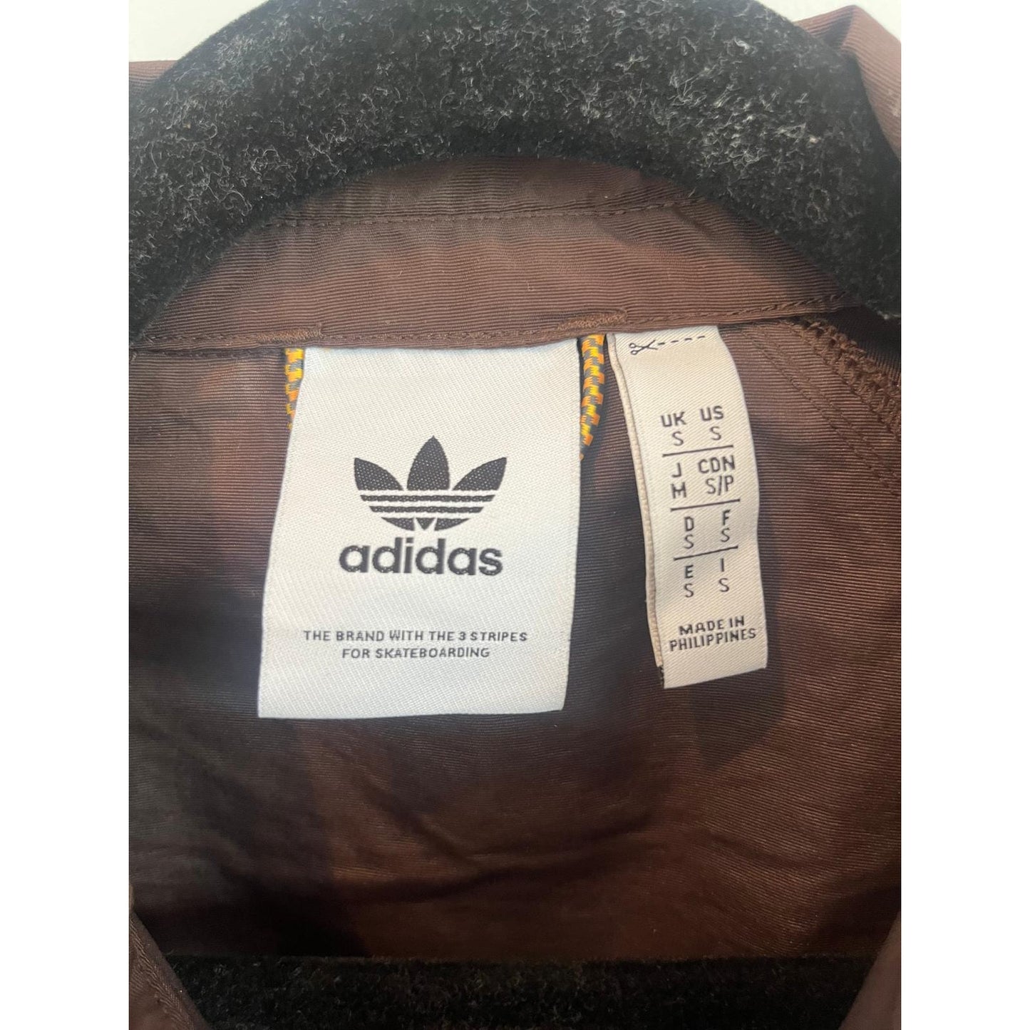 Adidas Jacket Men S Brown Skateboarding Zip Front Trefoil Logo