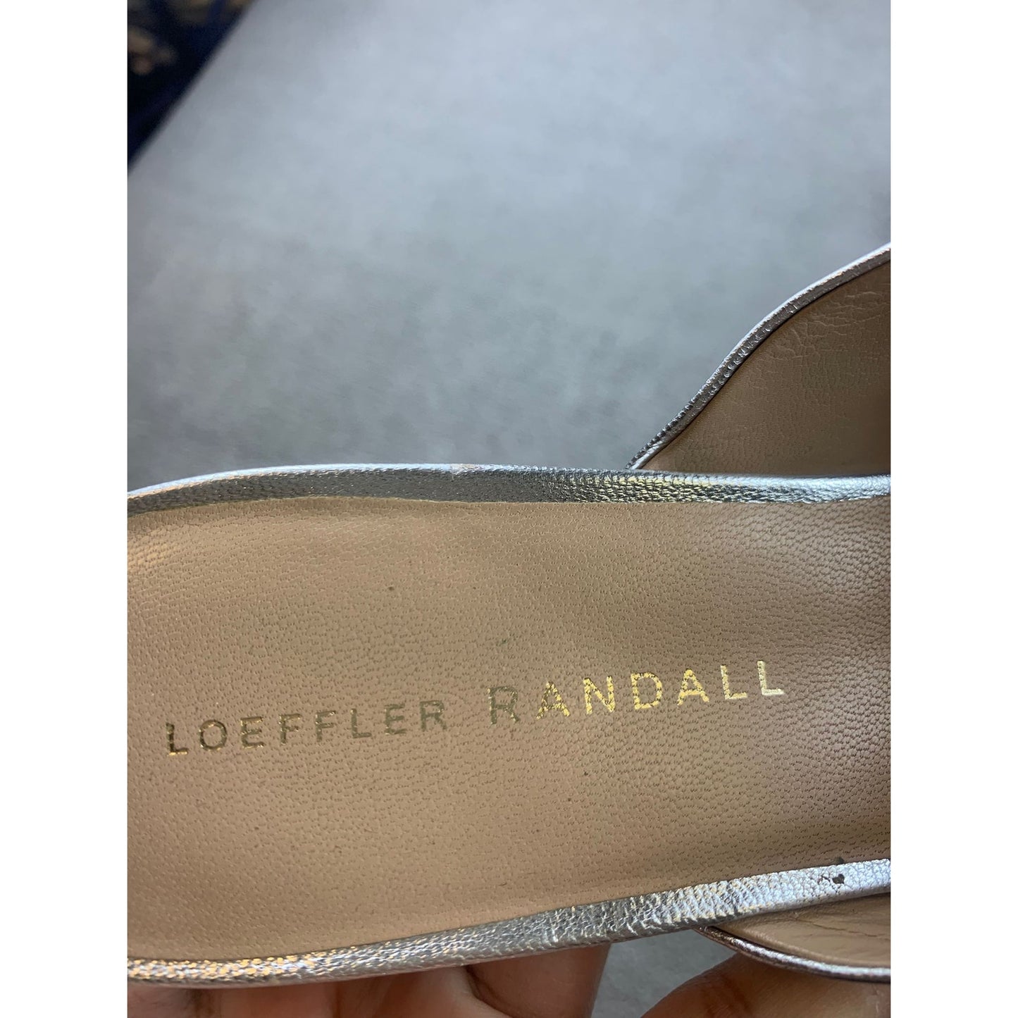 Loeffler Randall Women's 7.5 Silver Metallic Leather Mules Heels