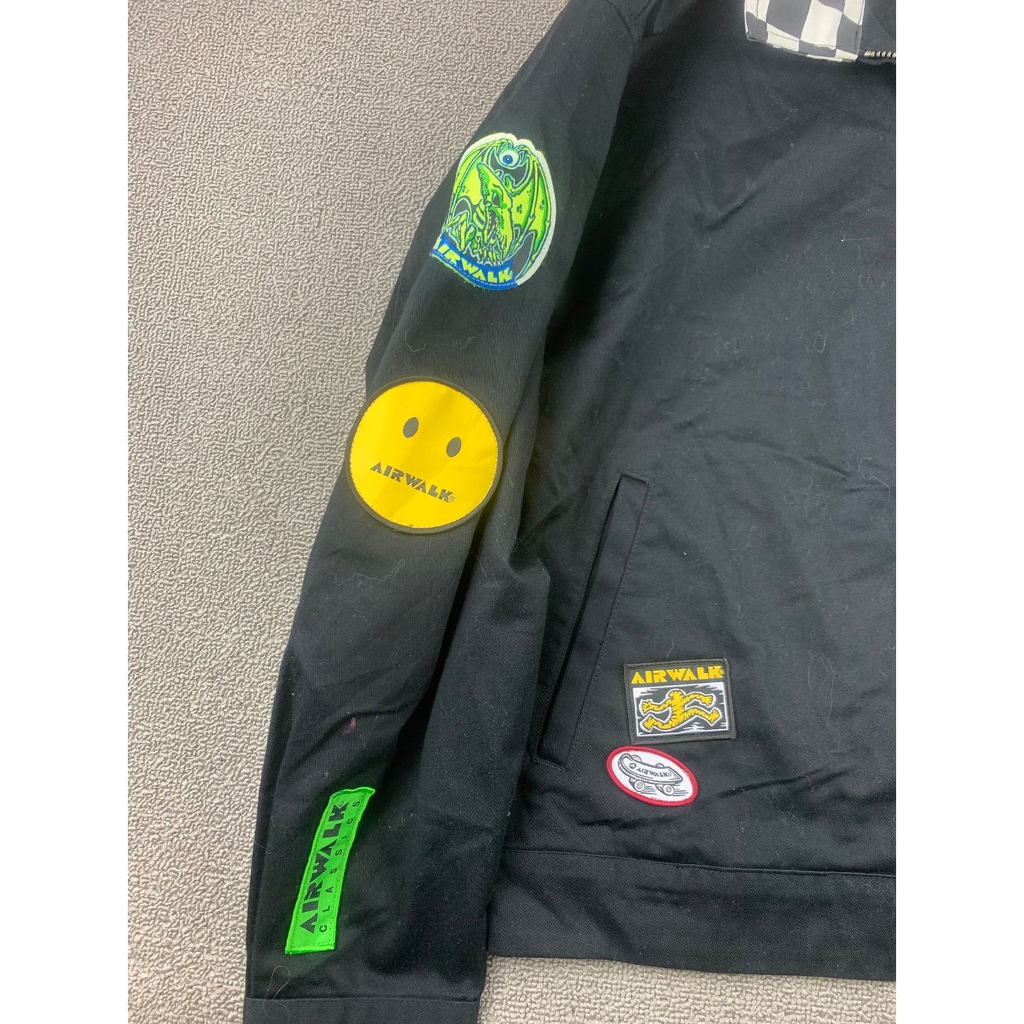 Airwalk x Forever 21 Men's S Skater Jacket Checkered Color with Graphic Patches