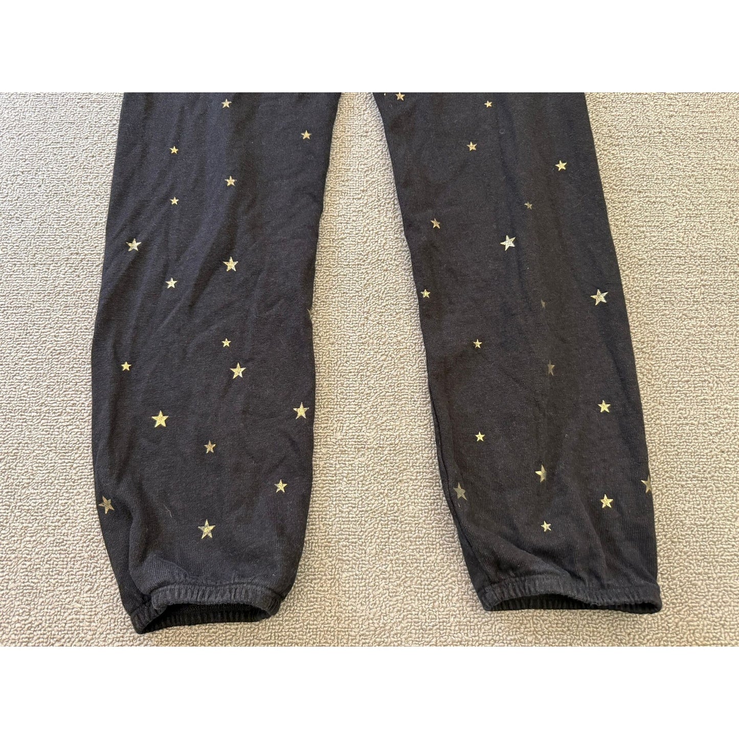 Monrow Women's XS Black Joggers Gold Star Print Sweat Pants