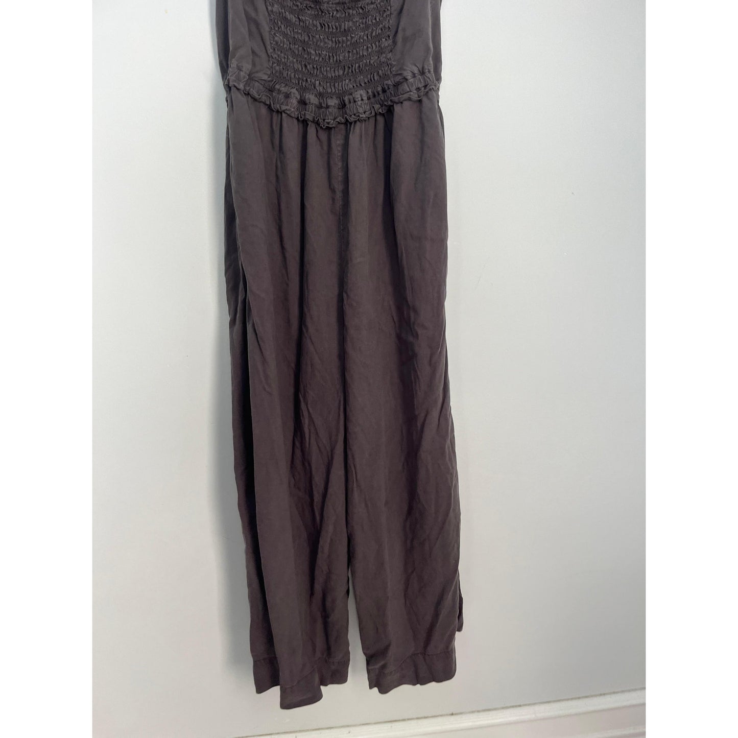 Bella Dahl Jumpsuit Women Small Gray Smocked Waist Sleeveless Wide Leg